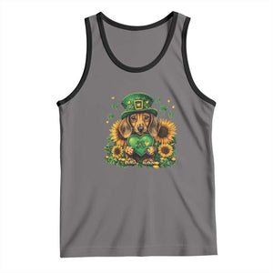 Cute Dachshund Leprechaun Tank Top Shamrock St. Patrick's Day Dog Lover TS02 Deep Heather Black Print Your Wear