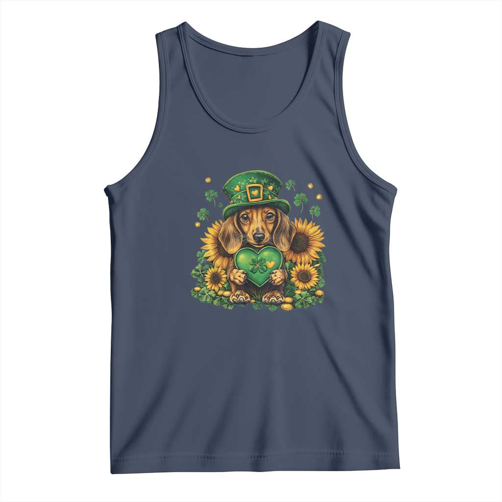 Cute Dachshund Leprechaun Tank Top Shamrock St. Patrick's Day Dog Lover TS02 Navy Print Your Wear