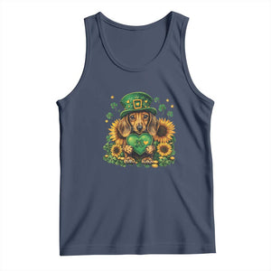 Cute Dachshund Leprechaun Tank Top Shamrock St. Patrick's Day Dog Lover TS02 Navy Print Your Wear