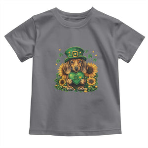 Cute Dachshund Leprechaun Toddler T Shirt Shamrock St. Patrick's Day Dog Lover TS02 Charcoal Print Your Wear