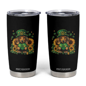 Cute Dachshund Leprechaun Tumbler Cup Shamrock St. Patrick's Day Dog Lover TS02 Black Print Your Wear