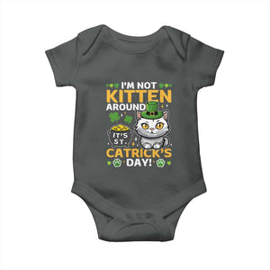 Cute Cat Leperchaun Baby Onesie Im Not Kitten Around Catrick's Day St Patricks TS02 Dark Heather Print Your Wear