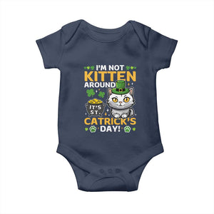 Cute Cat Leperchaun Baby Onesie Im Not Kitten Around Catrick's Day St Patricks TS02 Navy Print Your Wear
