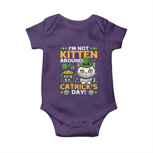 Cute Cat Leperchaun Baby Onesie Im Not Kitten Around Catrick's Day St Patricks TS02 Purple Print Your Wear