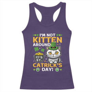 Cute Cat Leperchaun Racerback Tank Top Im Not Kitten Around Catrick's Day St Patricks TS02 Purple Print Your Wear
