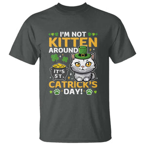 Cute Cat Leperchaun T Shirt Im Not Kitten Around Catrick's Day St Patricks TS02 Dark Heather Print Your Wear