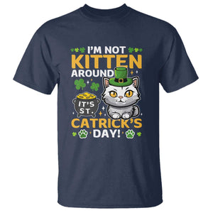 Cute Cat Leperchaun T Shirt Im Not Kitten Around Catrick's Day St Patricks TS02 Navy Print Your Wear