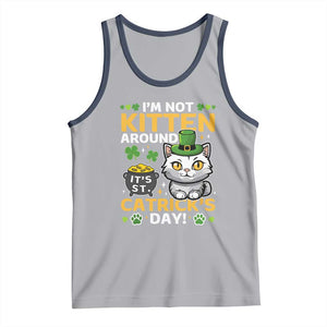 Cute Cat Leperchaun Tank Top Im Not Kitten Around Catrick's Day St Patricks TS02 Athletic Heather Navy Print Your Wear