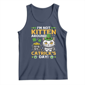 Cute Cat Leperchaun Tank Top Im Not Kitten Around Catrick's Day St Patricks TS02 Navy Print Your Wear