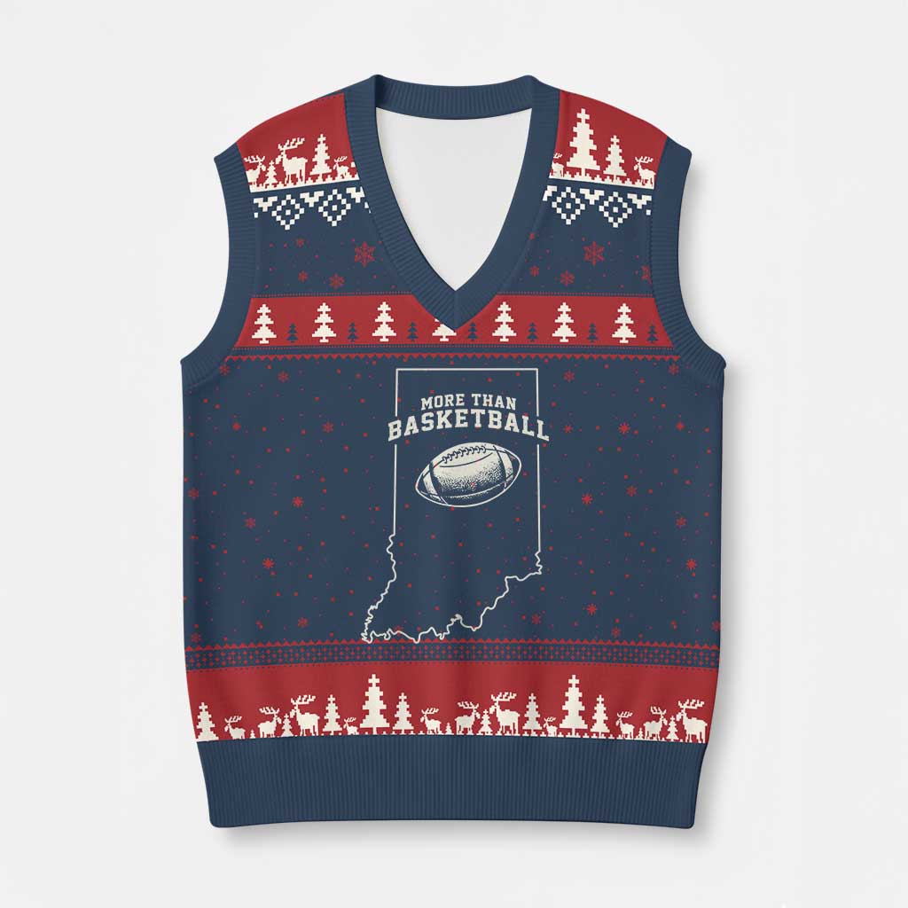 Indiana Football Era More Than Basketball V-Neck Knit Sweater Vest Hoosier State Fan Sports Pride TS02 Navy Red Print Your Wear