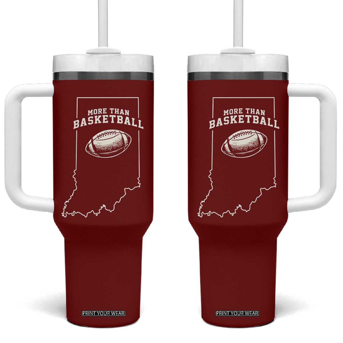 Indiana Football Era More Than Basketball Tumbler With Handle Hoosier State Fan Sports Pride TS02 One Size: 40 oz Red Print Your Wear