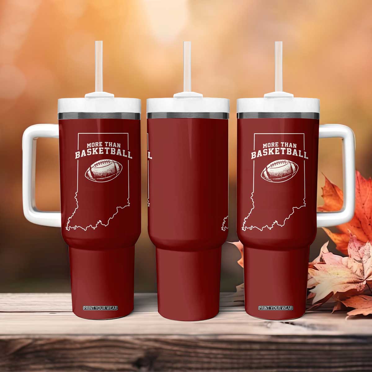 Indiana Football Era More Than Basketball Tumbler With Handle Hoosier State Fan Sports Pride TS02 Print Your Wear