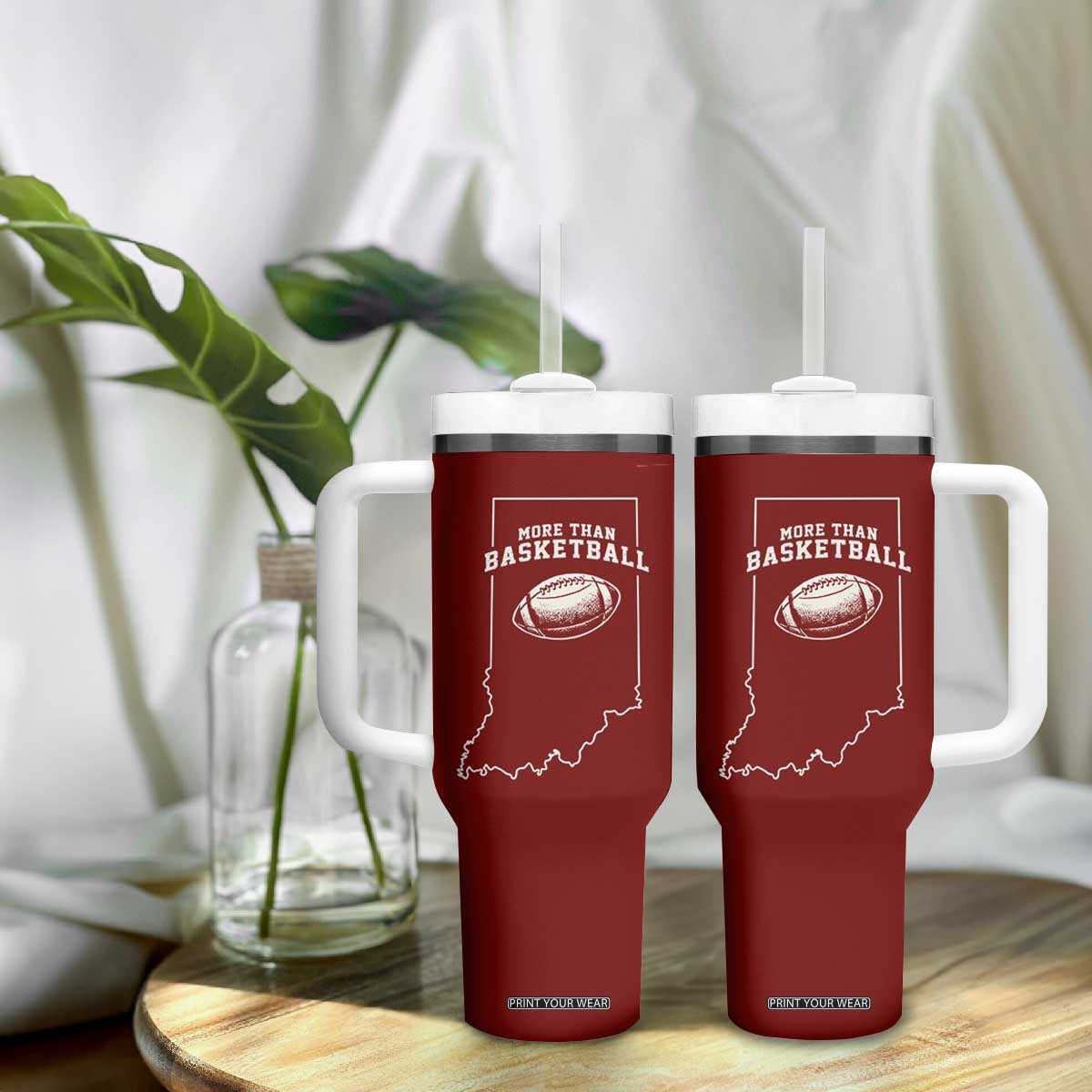 Indiana Football Era More Than Basketball Tumbler With Handle Hoosier State Fan Sports Pride TS02 Print Your Wear