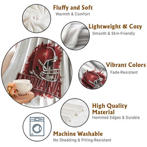 Indiana Game Day Energy Throw Blanket Football Helmet Splash Hoosier State Sports Pride TS02 Print Your Wear