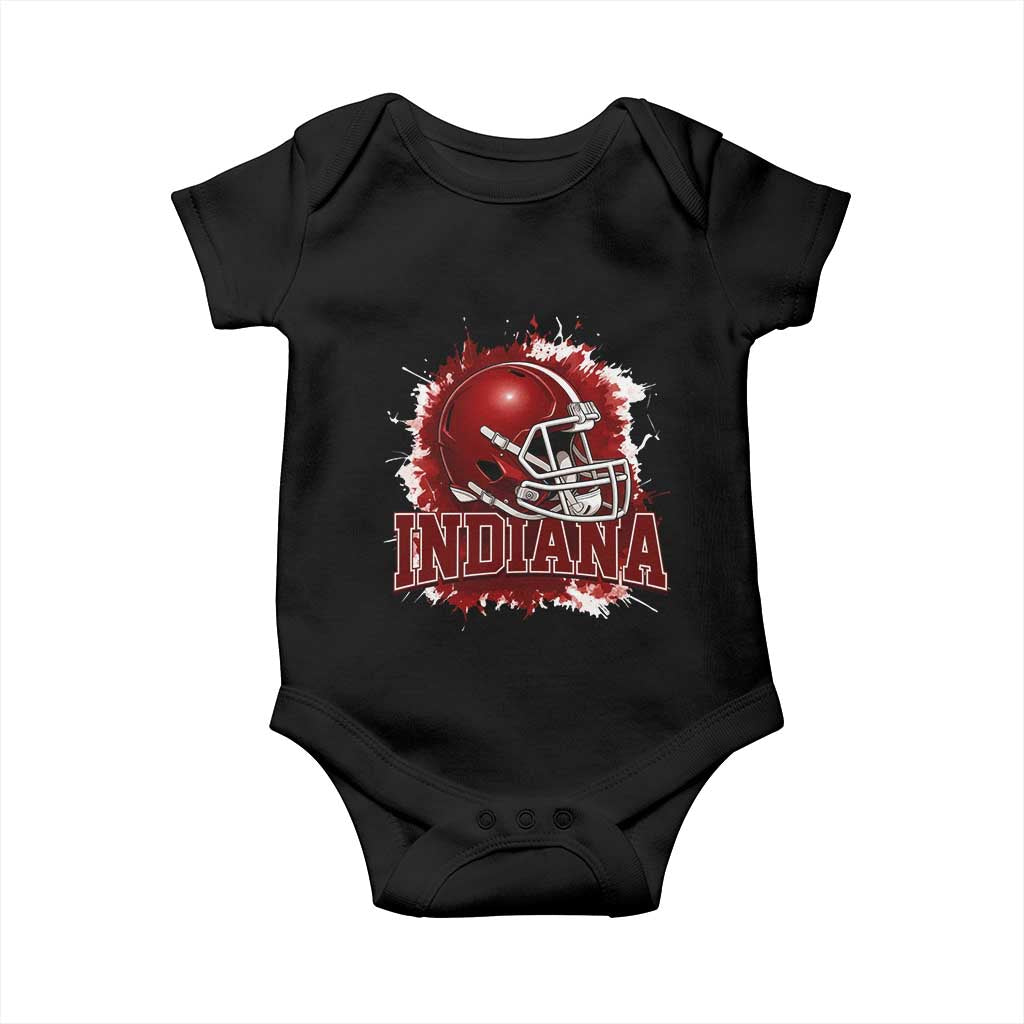 Indiana Game Day Energy Baby Onesie Football Helmet Splash Hoosier State Sports Pride TS02 Black Print Your Wear