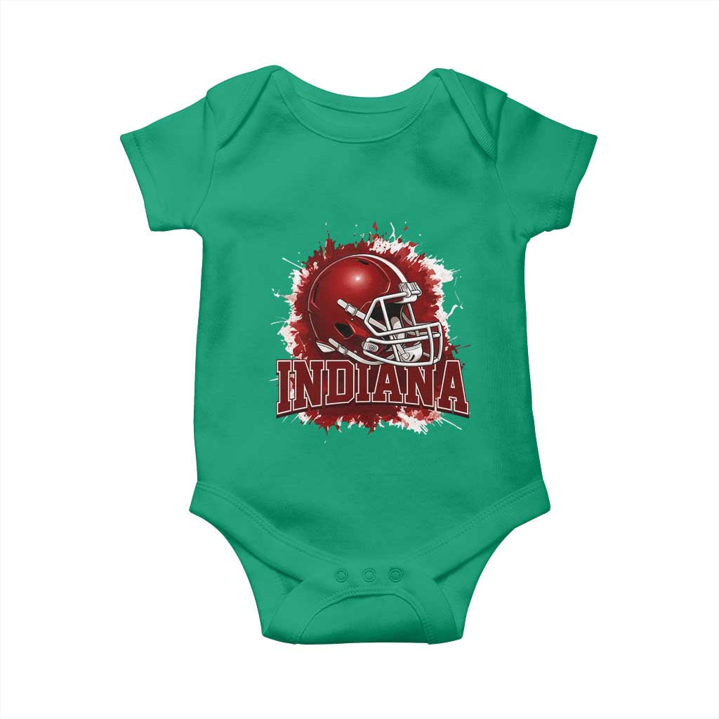 Indiana Game Day Energy Baby Onesie Football Helmet Splash Hoosier State Sports Pride TS02 Irish Green Print Your Wear