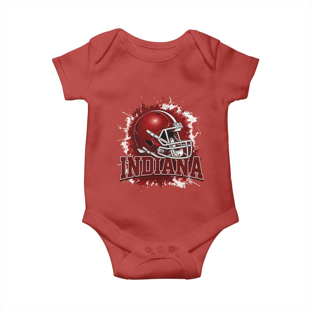 Indiana Game Day Energy Baby Onesie Football Helmet Splash Hoosier State Sports Pride TS02 Red Print Your Wear