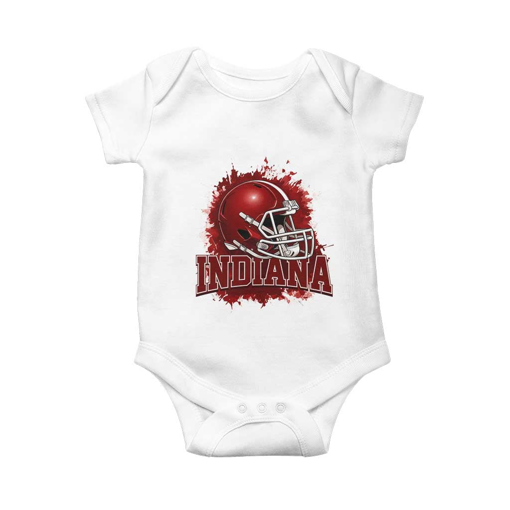 Indiana Game Day Energy Baby Onesie Football Helmet Splash Hoosier State Sports Pride TS02 White Print Your Wear