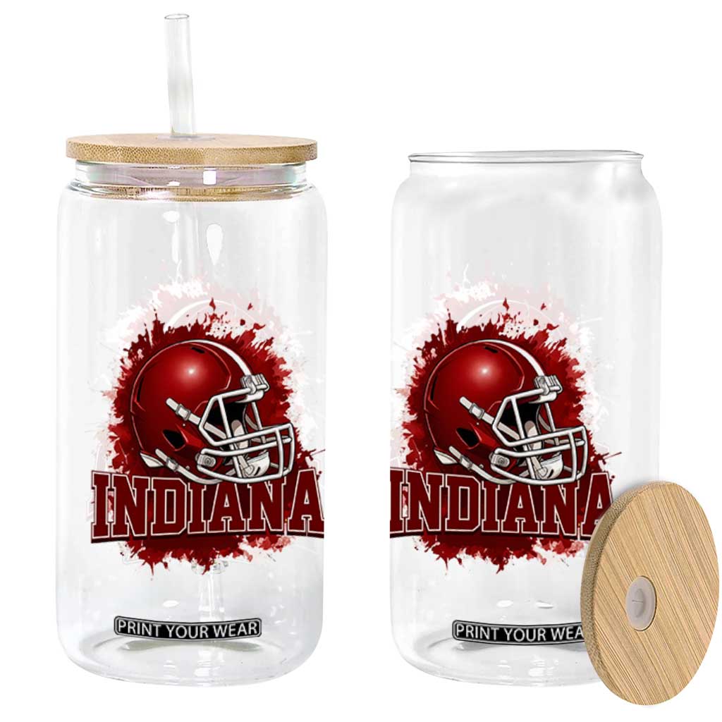 Indiana Game Day Energy Glass Can Football Helmet Splash Hoosier State Sports Pride TS02 Print Your Wear