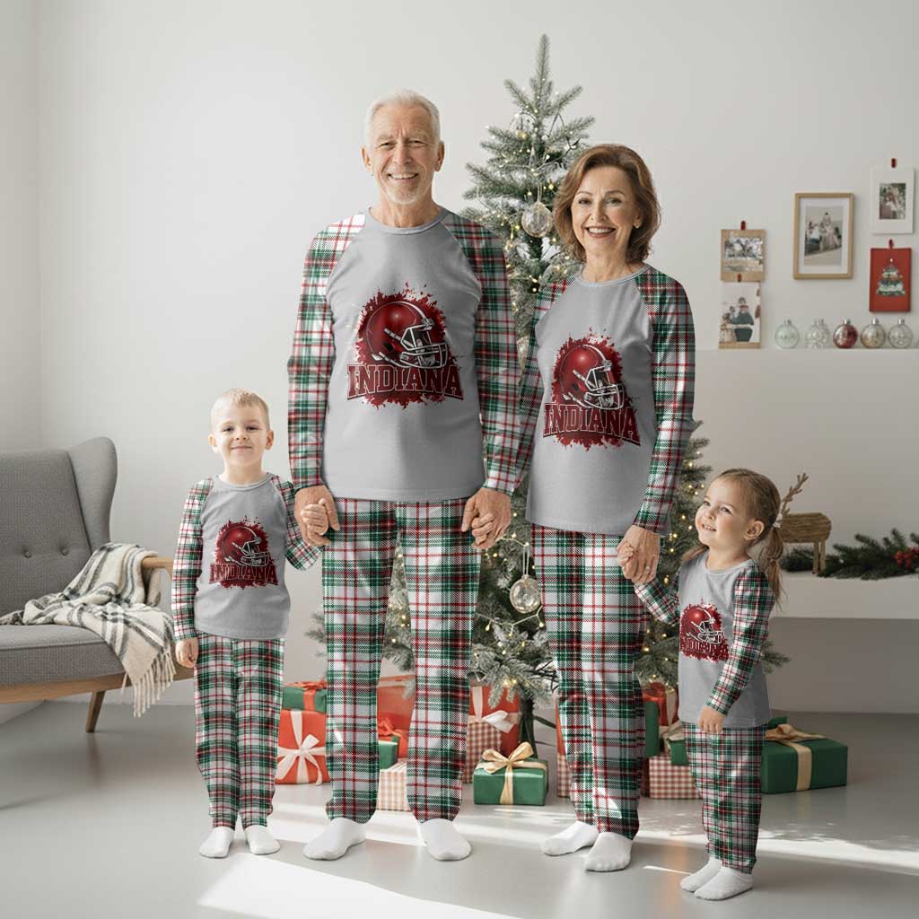 Indiana Game Day Energy Plaid Pajama Set Football Helmet Splash Hoosier State Sports Pride TS02 Christmas Plaid Print Your Wear