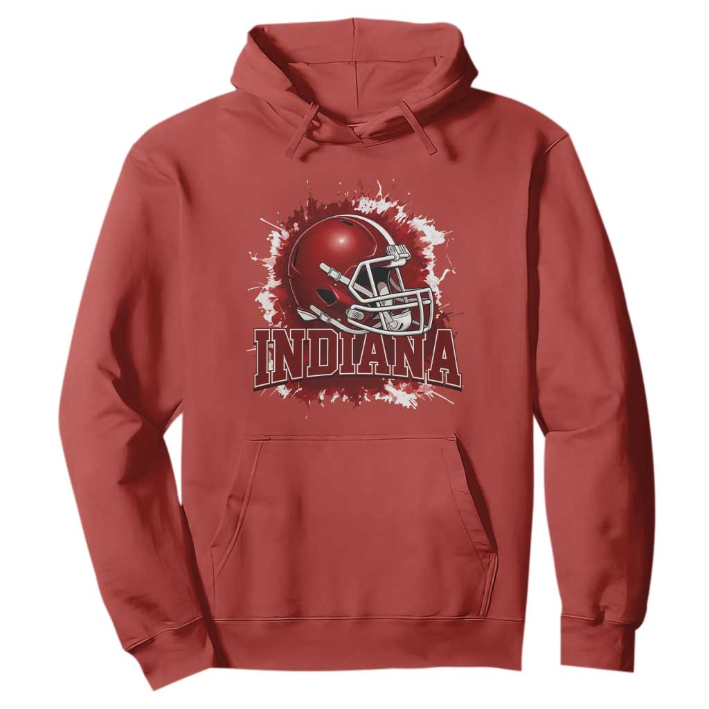 Indiana Game Day Energy Hoodie Football Helmet Splash Hoosier State Sports Pride TS02 Red Print Your Wear