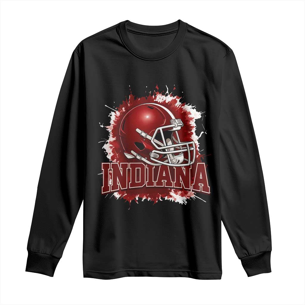 Indiana Game Day Energy Long Sleeve Shirt Football Helmet Splash Hoosier State Sports Pride TS02 Black Print Your Wear