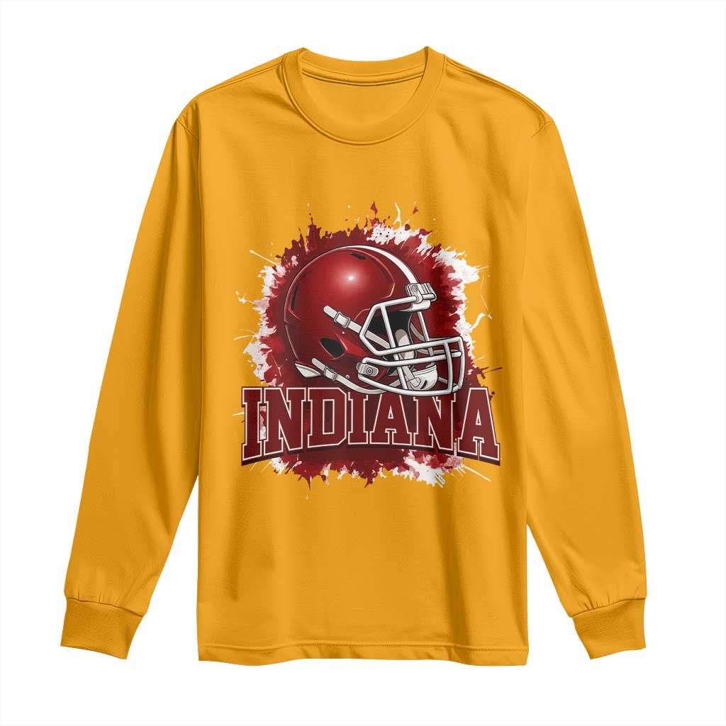 Indiana Game Day Energy Long Sleeve Shirt Football Helmet Splash Hoosier State Sports Pride TS02 Gold Print Your Wear