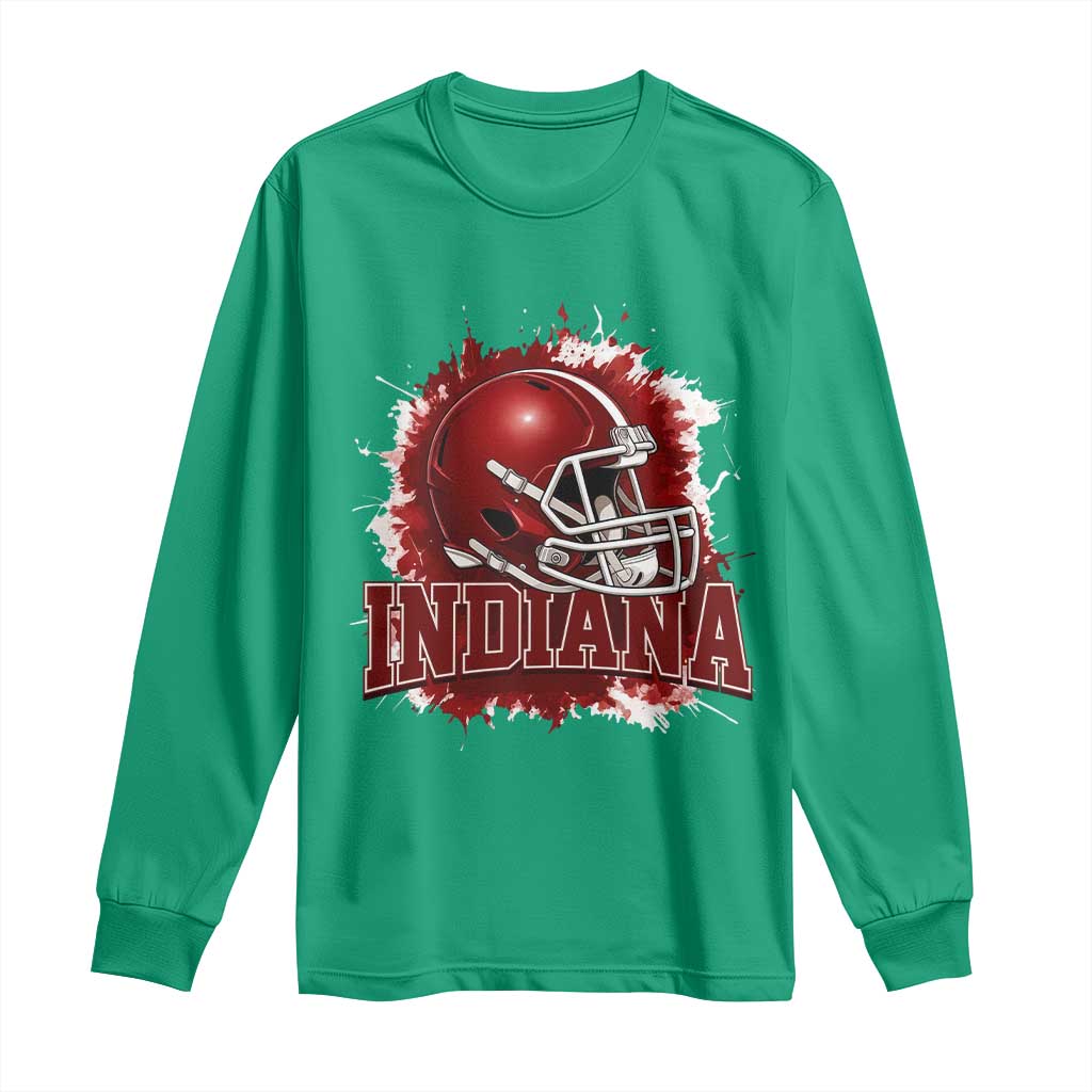 Indiana Game Day Energy Long Sleeve Shirt Football Helmet Splash Hoosier State Sports Pride TS02 Irish Green Print Your Wear