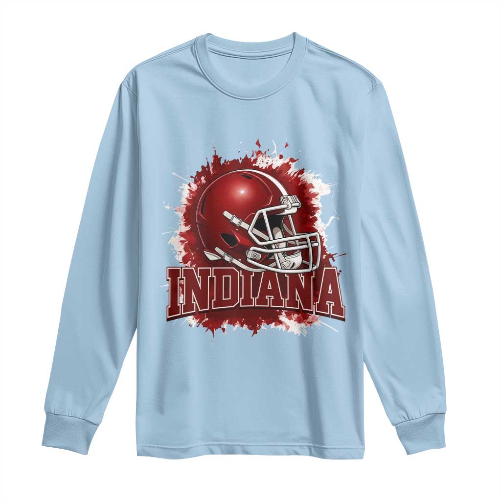 Indiana Game Day Energy Long Sleeve Shirt Football Helmet Splash Hoosier State Sports Pride TS02 Light Blue Print Your Wear