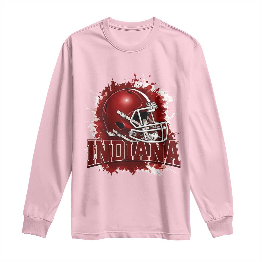 Indiana Game Day Energy Long Sleeve Shirt Football Helmet Splash Hoosier State Sports Pride TS02 Light Pink Print Your Wear