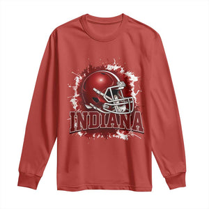 Indiana Game Day Energy Long Sleeve Shirt Football Helmet Splash Hoosier State Sports Pride TS02 Red Print Your Wear