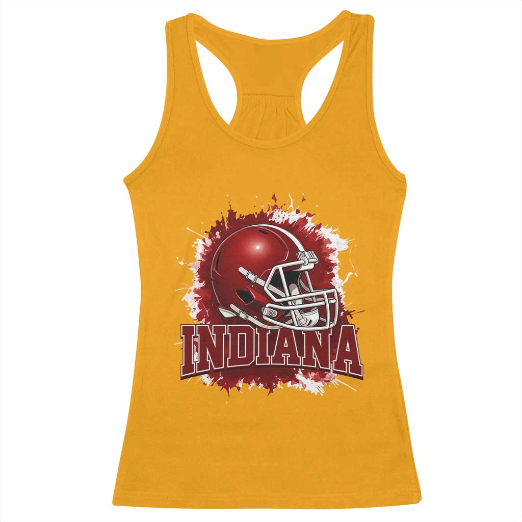Indiana Game Day Energy Racerback Tank Top Football Helmet Splash Hoosier State Sports Pride TS02 Gold Print Your Wear