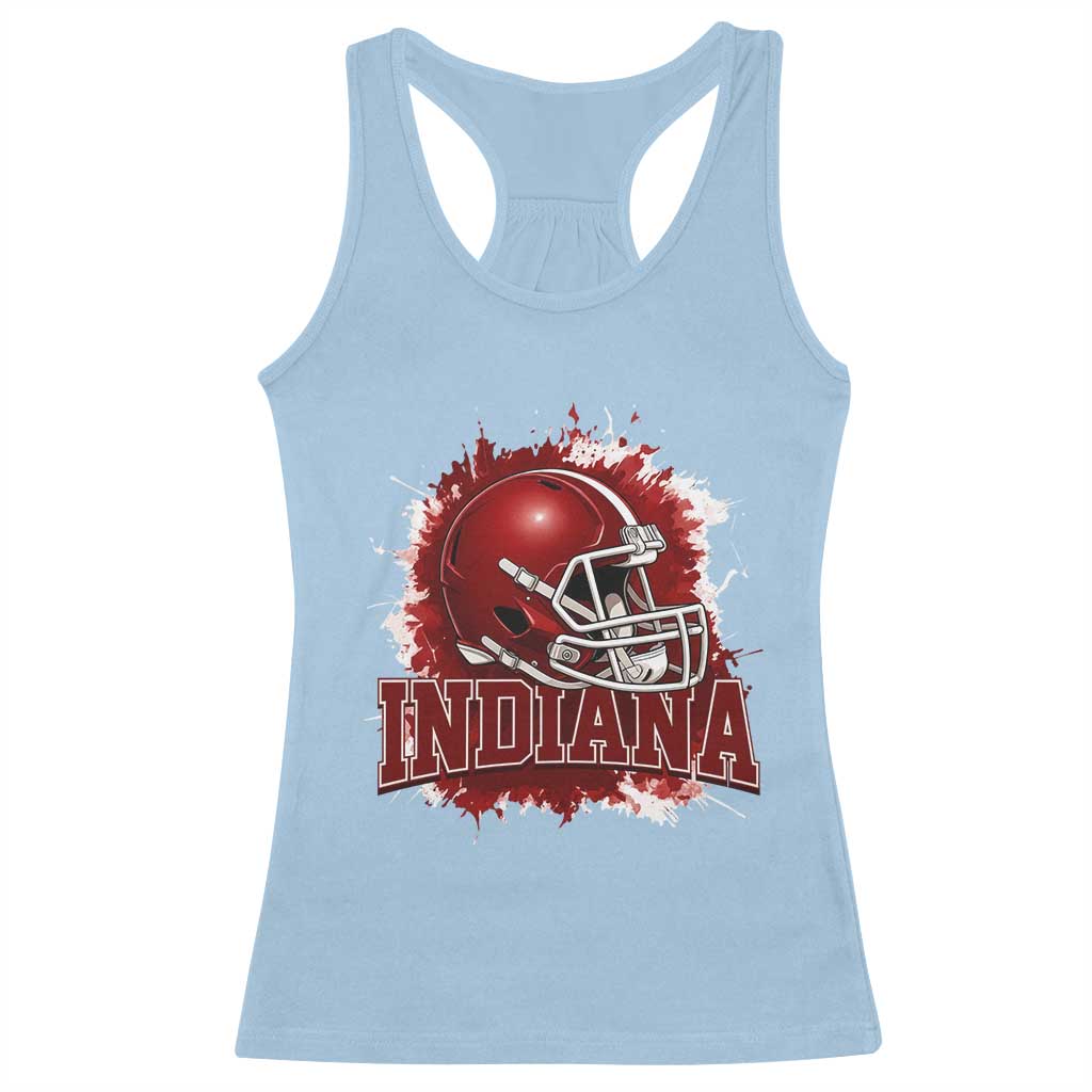 Indiana Game Day Energy Racerback Tank Top Football Helmet Splash Hoosier State Sports Pride TS02 Light Blue Print Your Wear