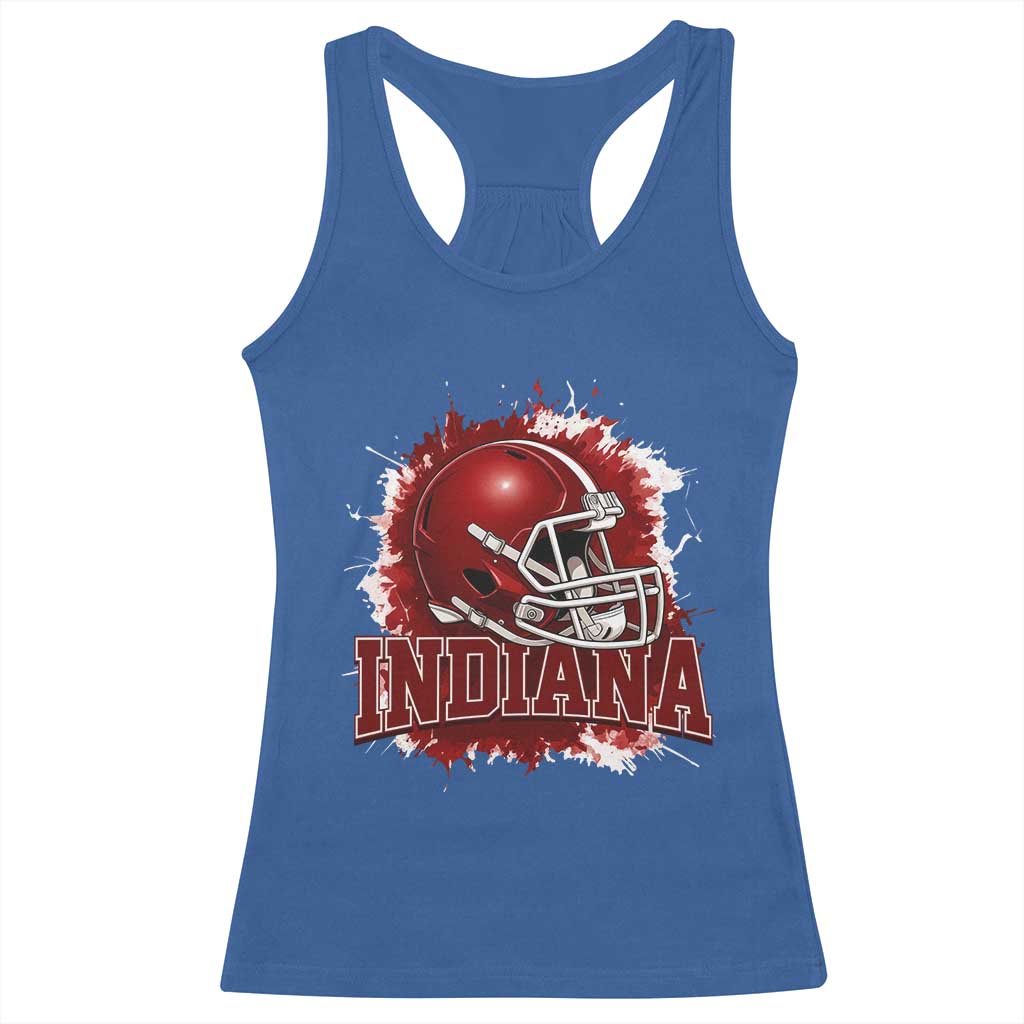 Indiana Game Day Energy Racerback Tank Top Football Helmet Splash Hoosier State Sports Pride TS02 Royal Blue Print Your Wear