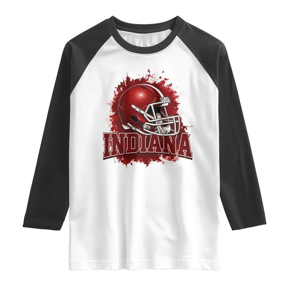 Indiana Game Day Energy Raglan Shirt Football Helmet Splash Hoosier State Sports Pride TS02 White Black Print Your Wear