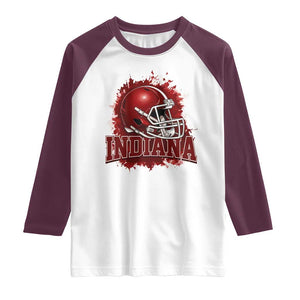 Indiana Game Day Energy Raglan Shirt Football Helmet Splash Hoosier State Sports Pride TS02 White Maroon Print Your Wear