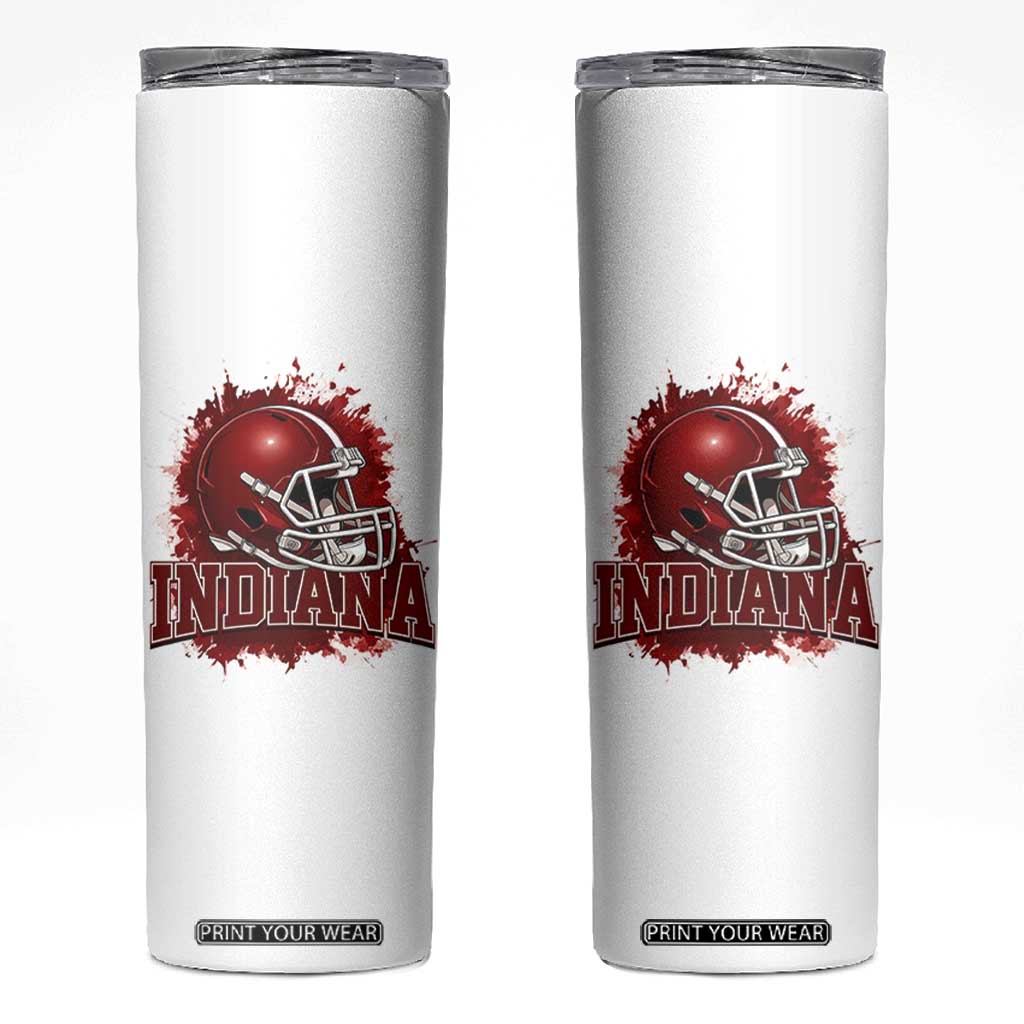 Indiana Game Day Energy Skinny Tumbler Football Helmet Splash Hoosier State Sports Pride TS02 White Print Your Wear