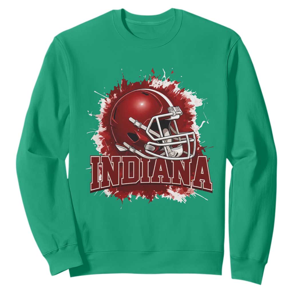 Indiana Game Day Energy Sweatshirt Football Helmet Splash Hoosier State Sports Pride TS02 Irish Green Print Your Wear