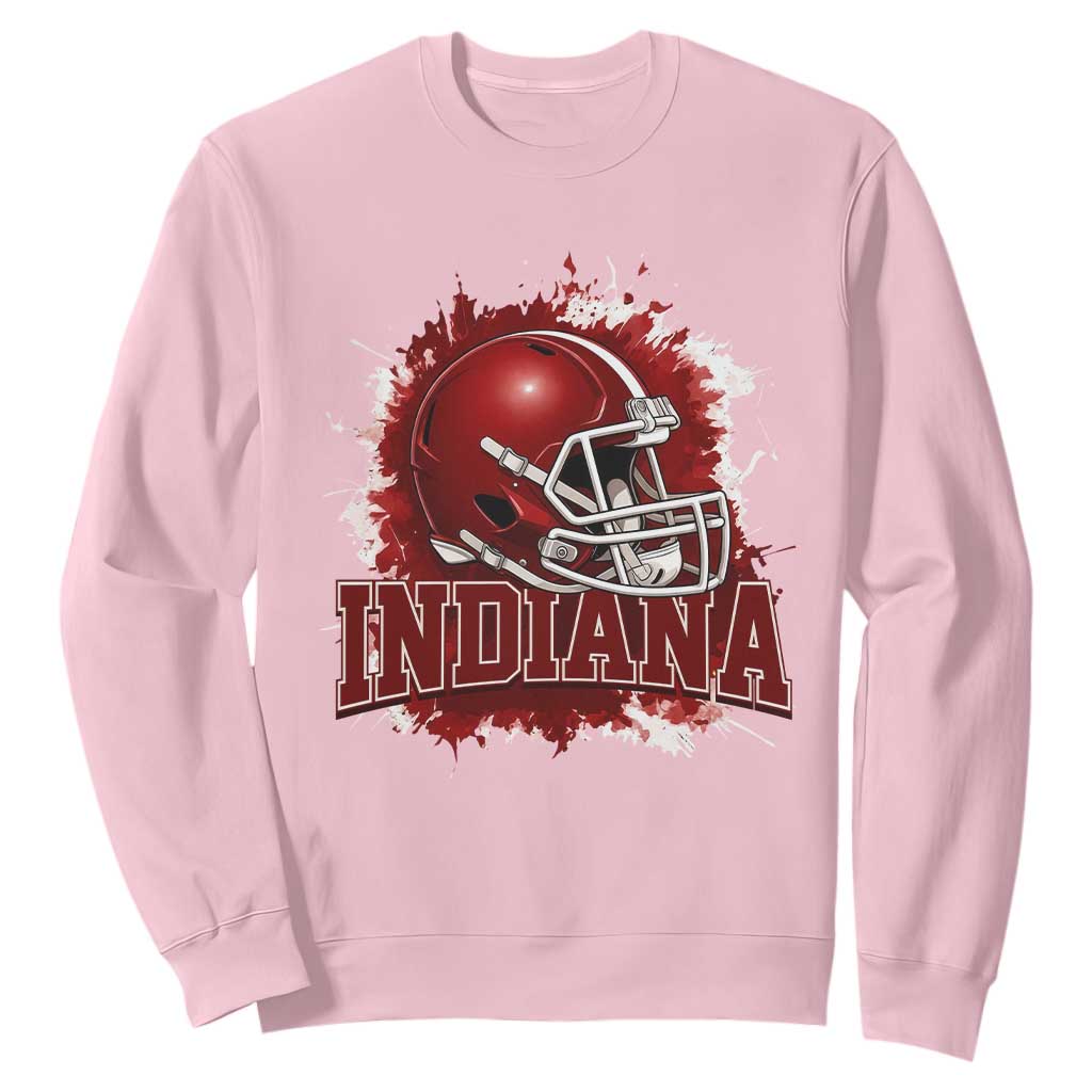 Indiana Game Day Energy Sweatshirt Football Helmet Splash Hoosier State Sports Pride TS02 Light Pink Print Your Wear