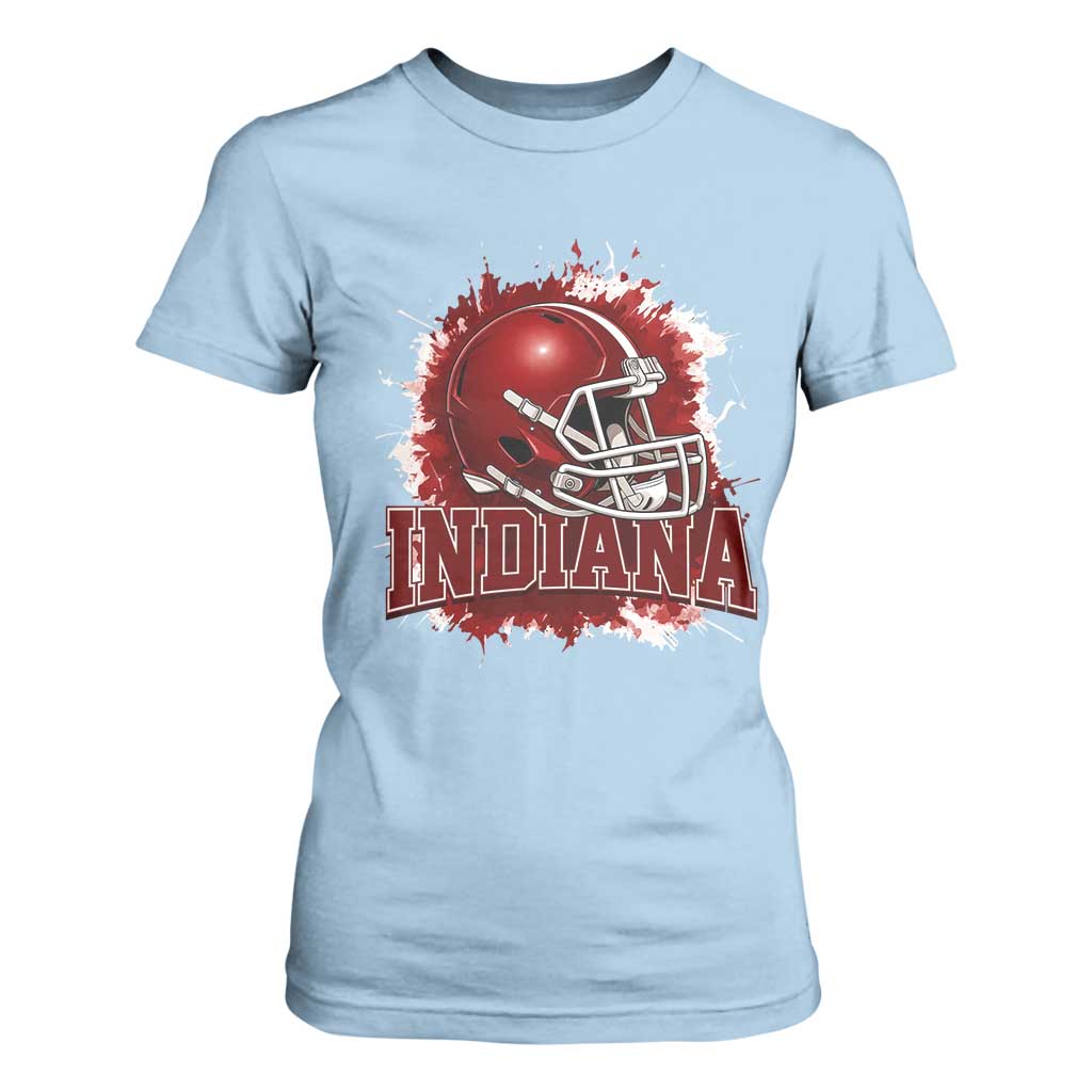 Indiana Game Day Energy T Shirt For Women Football Helmet Splash Hoosier State Sports Pride TS02 Light Blue Print Your Wear
