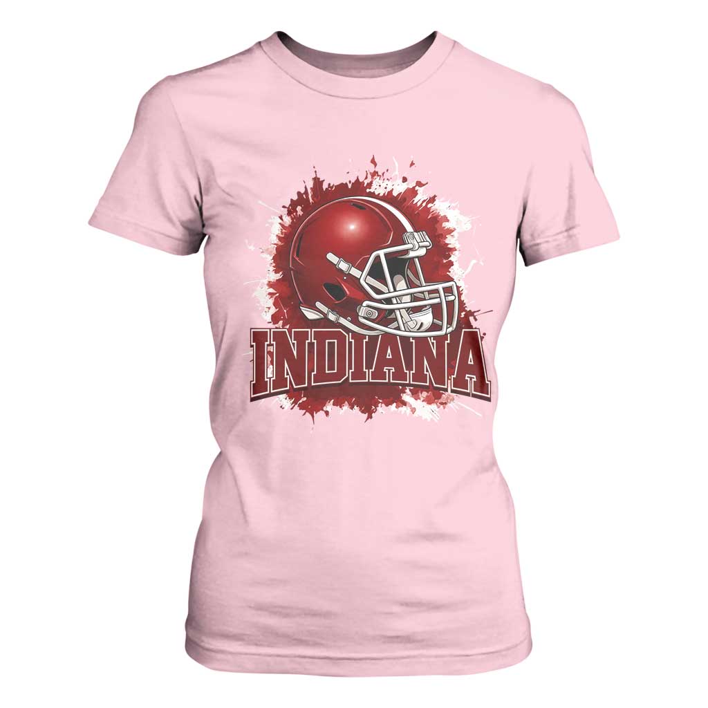 Indiana Game Day Energy T Shirt For Women Football Helmet Splash Hoosier State Sports Pride TS02 Light Pink Print Your Wear