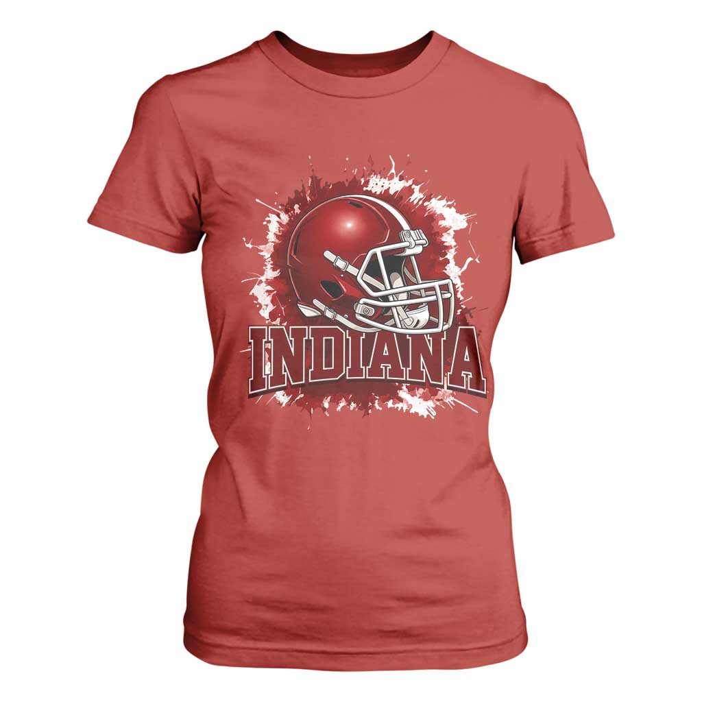 Indiana Game Day Energy T Shirt For Women Football Helmet Splash Hoosier State Sports Pride TS02 Red Print Your Wear