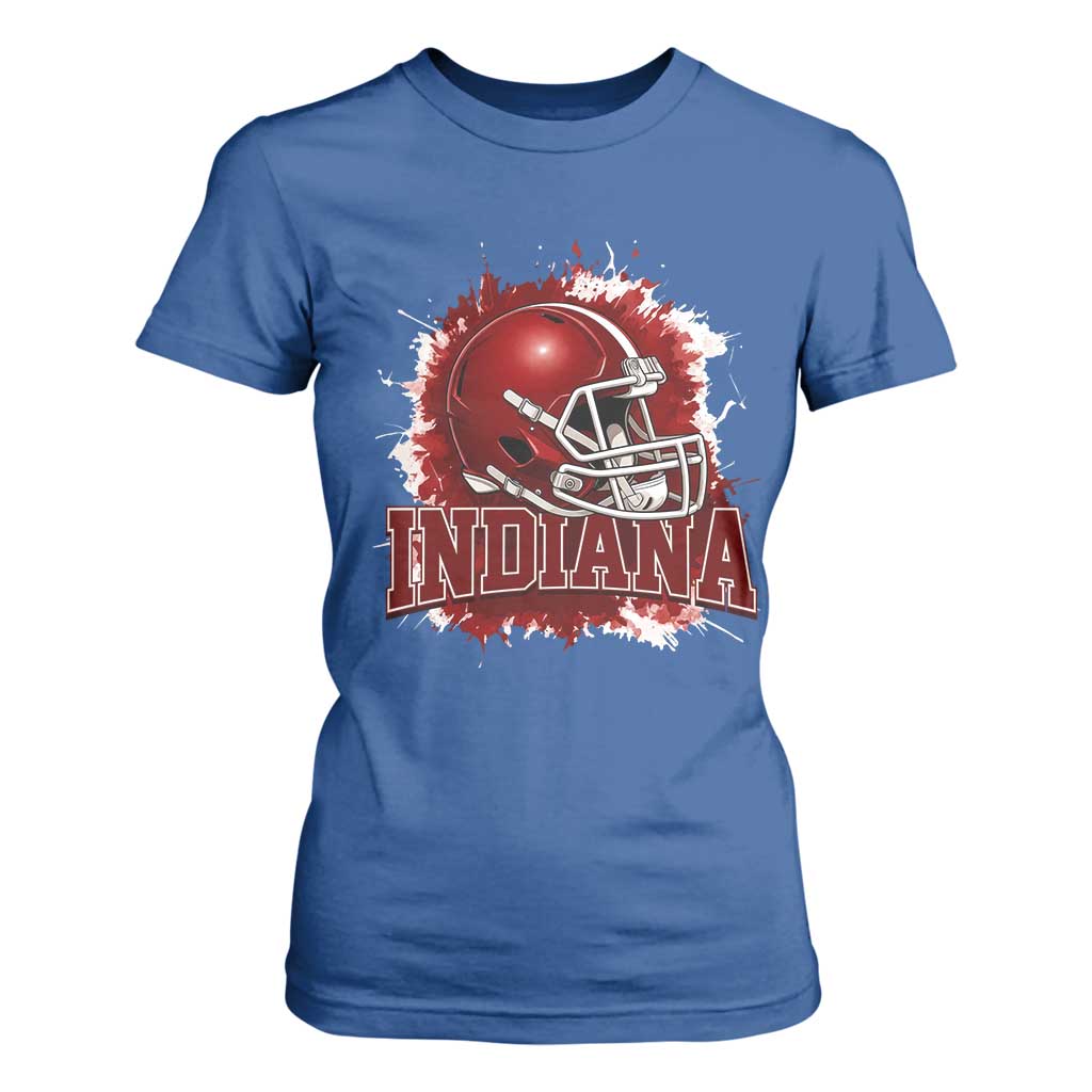 Indiana Game Day Energy T Shirt For Women Football Helmet Splash Hoosier State Sports Pride TS02 Royal Blue Print Your Wear