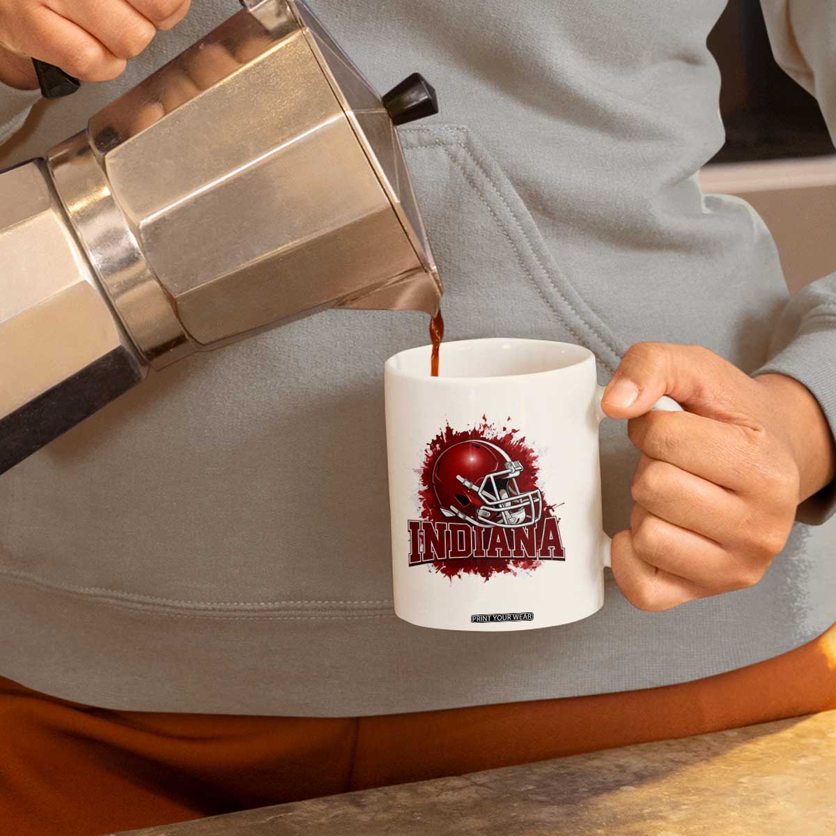 Indiana Game Day Energy Coffee Mug Football Helmet Splash Hoosier State Sports Pride TS02 Print Your Wear
