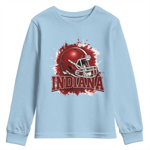 Indiana Game Day Energy Youth Sweatshirt Football Helmet Splash Hoosier State Sports Pride TS02 Light Blue Print Your Wear