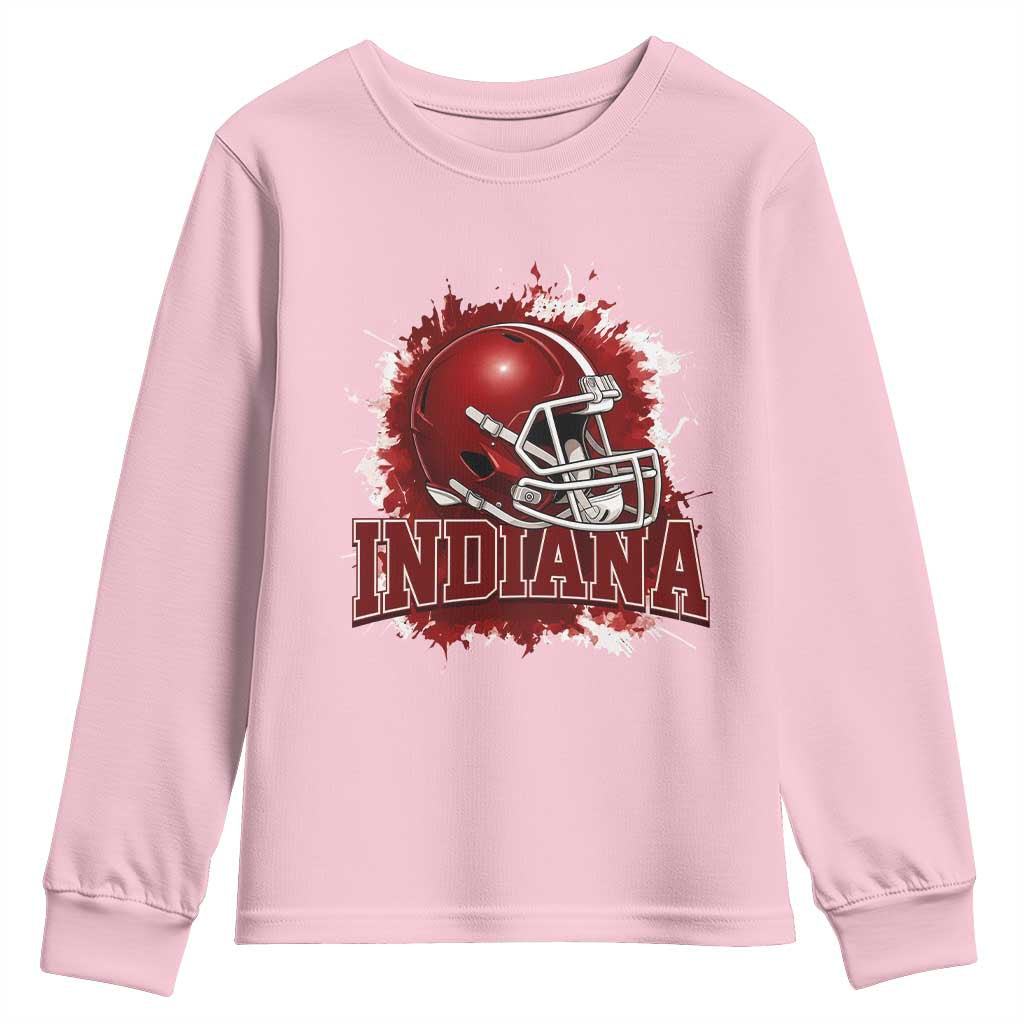 Indiana Game Day Energy Youth Sweatshirt Football Helmet Splash Hoosier State Sports Pride TS02 Light Pink Print Your Wear