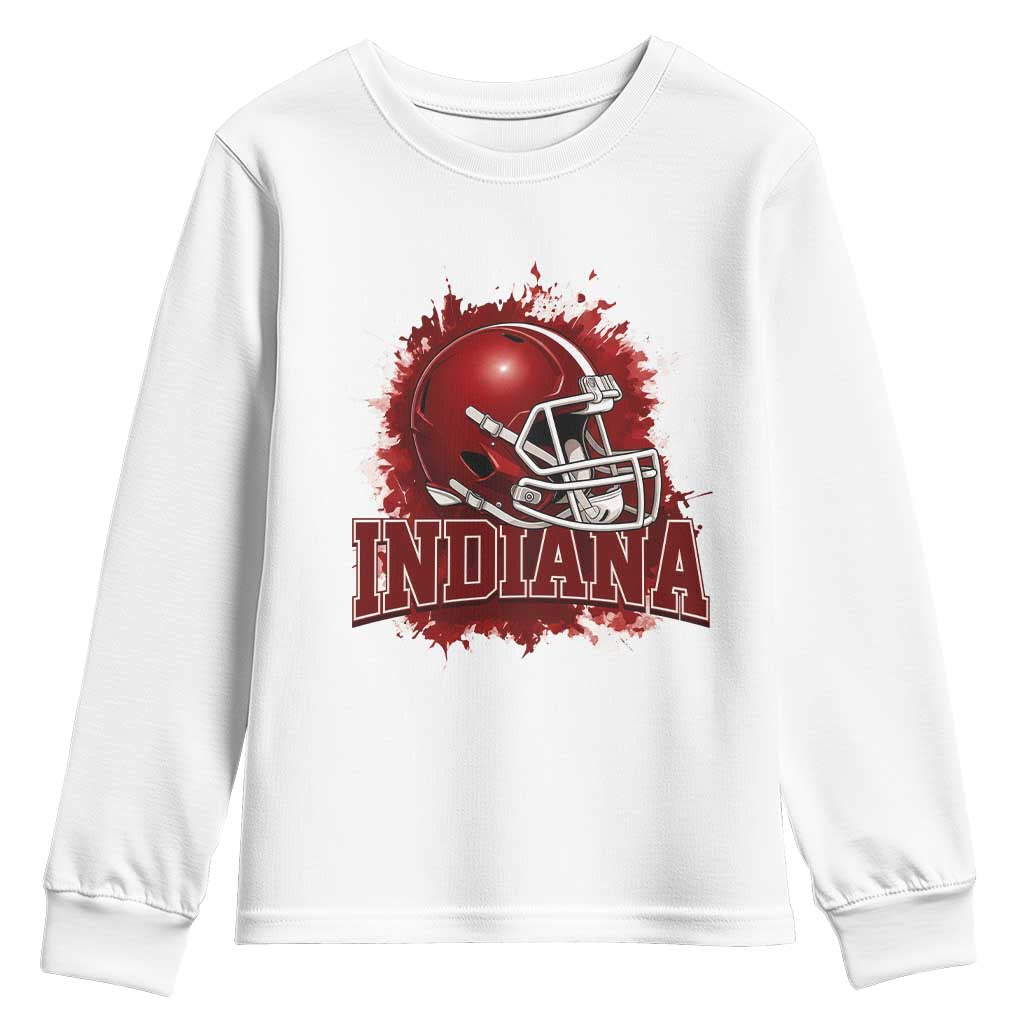 Indiana Game Day Energy Youth Sweatshirt Football Helmet Splash Hoosier State Sports Pride TS02 White Print Your Wear
