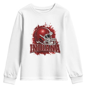 Indiana Game Day Energy Youth Sweatshirt Football Helmet Splash Hoosier State Sports Pride TS02 White Print Your Wear