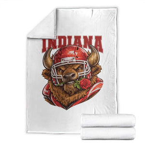 Indiana Football Spirit Bison with Rose Graphic Throw Blanket Hoosier State Sports Pride TS02 White Print Your Wear