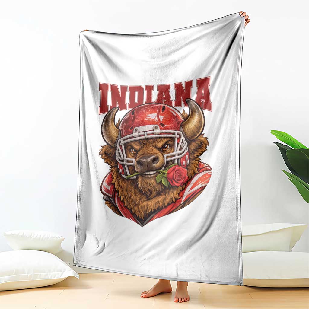 Indiana Football Spirit Bison with Rose Graphic Throw Blanket Hoosier State Sports Pride TS02 Print Your Wear